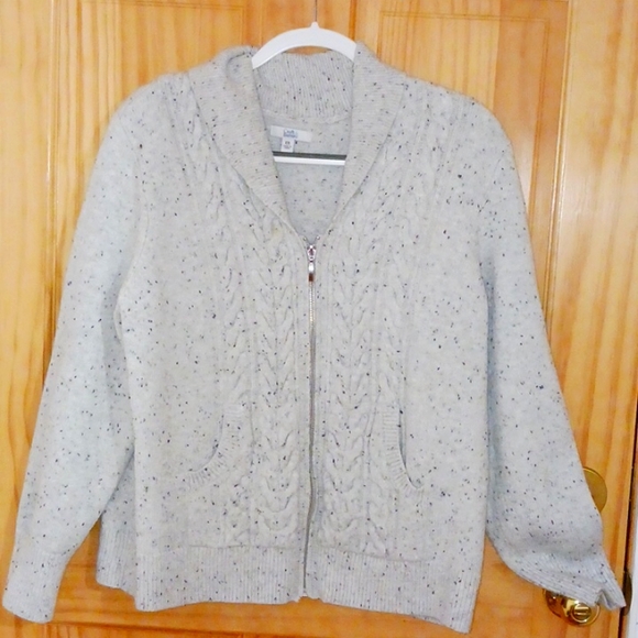 Croft & Barrow XXL Sweater Light Gray With Black Specks.pockets Zippered. - Picture 1 of 6